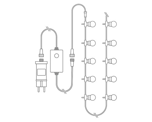 Ghirlandă luminoasă cu ștecăr și element de comandă