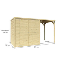 Căsuță de grădină Bertilo Cubico 2 Plus Fineline 373x170 cm natur
