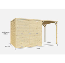 Căsuță de grădină Bertilo Cubico 3 Plus Fineline 373x211 cm natur