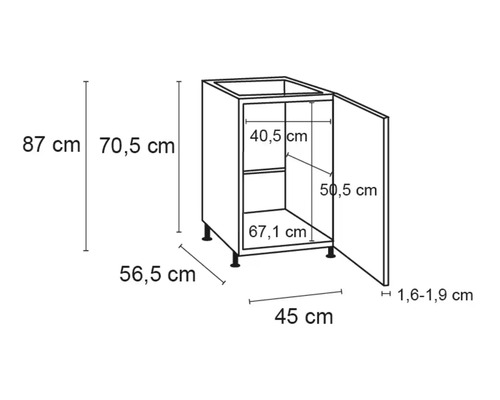 Desen tehnic al unui corp inferior cu dimensiuni