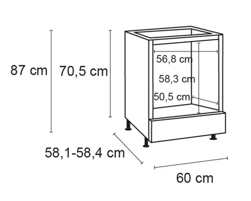 Dimensiunile unui dulap inferior cu sertar