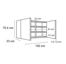 Corp superior bucătărie Optifit Rurik986, 100 cm, 2 uși, alb