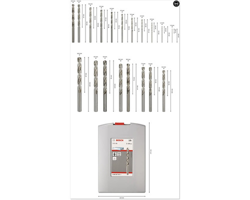 Set burghie metal Bosch HSS-G cu diferite dimensiuni și casetă burghie