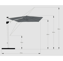 Umbrelă suspendată Soluna Avignon 300x300 cm 220 g/m² gri închis-thumb-15