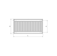 Desen tehnic al unui radiator cu indicarea înălțimii și a lungimii
