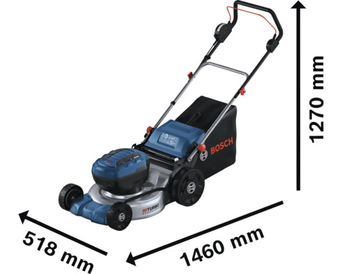 Tractor de tuns gazon cu dimensiunile de 1460 milimetri pe 518 milimetri pe 1270 milimetri