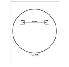 Desen tehnic al unei oglinzi rotunde cu diametrul de 400 mm și o distanță de 138 mm între suspensii.