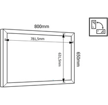 Oglindă baie dreptunghiulară Cordia BRW Line 65x80 cm ramă negru