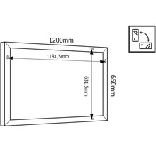 Oglindă baie dreptunghiulară Cordia BRW Line 65x120 cm ramă neagră