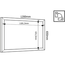 Oglindă baie dreptunghiulară Cordia BRW Line 65x120 cm ramă argintie