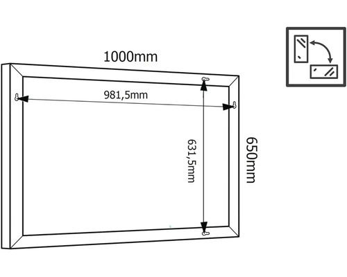 Schiță a unui cadru cu dimensiunile de 1000 mm pe 650 mm