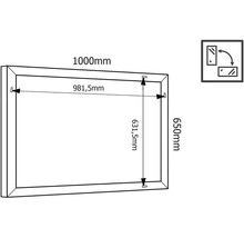 Oglindă baie dreptunghiulară Cordia BRW Line 65x100 cm ramă neagră