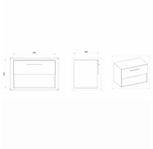 Desen al unui dulap de bază pentru lavoar cu dimensiuni