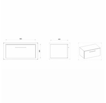 Desen tehnic al unui dulap de bază pentru lavoar cu dimensiuni