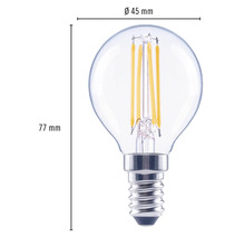 Bec LED variabil Flair E14 4W 470 lumeni, glob clar G45, lumină caldă