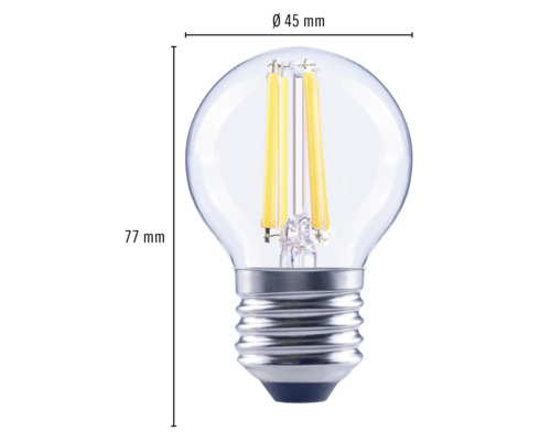 Bec LED transparent, diametru 45 mm, înălțime 77 mm