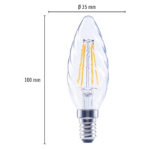 Bec LED variabil Flair E14 4W 470 lumeni, glob clar lumânare rotită, lumină caldă