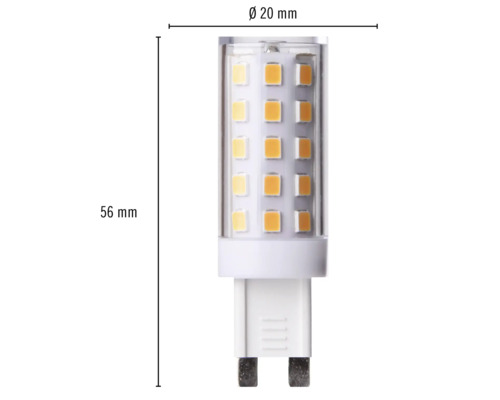 Bec LED G9 cu dimensiunile de 56 mm pe 20 mm