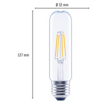 Imagine a unui bec tubular cu soclu E27 și dimensiunile de 32 mm diametru și 127 mm înălțime