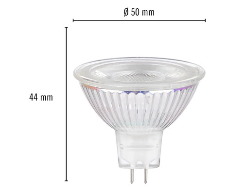 Bec MR16 cu dimensiunea de 44 x 50 milimetri