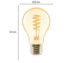 Lumină decorativă cu soclu E27, diametru de 60 milimetri și înălțime de 105 milimetri