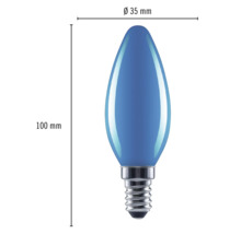 Bec albastru LED Flair E14 2W, glob lumânare, durată viață 15.000 h
