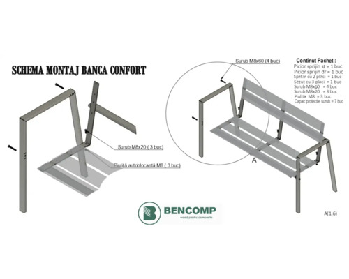 Instrucțiuni de asamblare pentru o bancă de parc