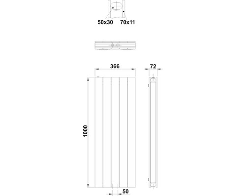 Desen tehnic al unui radiator cu dimensiuni