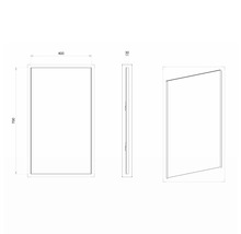 Desen tehnic al unei oglinzi cu dimensiunile 400 x 700 x 30 mm