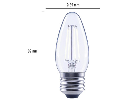 Bec LED design lumânare, dimensiuni 92 x 35 milimetri