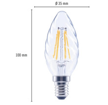 Bec LED variabil Flair E14 5,5W 806 lumeni, glob clar lumânare rotită, lumină caldă