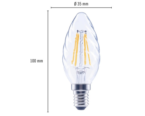Lumină LED clară în formă de lumânare, 100 mm lungime și 35 mm diametru