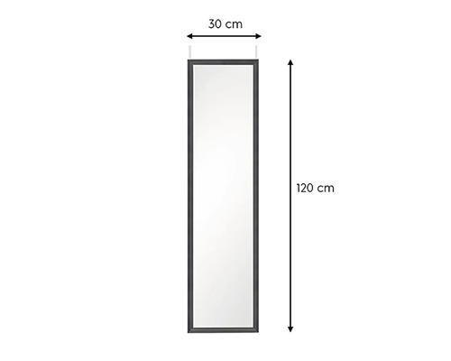 Oglindă dreptunghiulară cu ramă și dimensiunile de 30 pe 120 centimetri