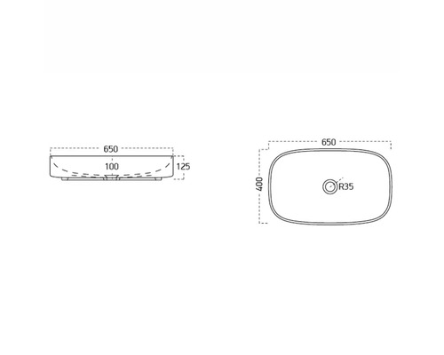 Desen tehnic al unei chiuvete de blat cu dimensiuni