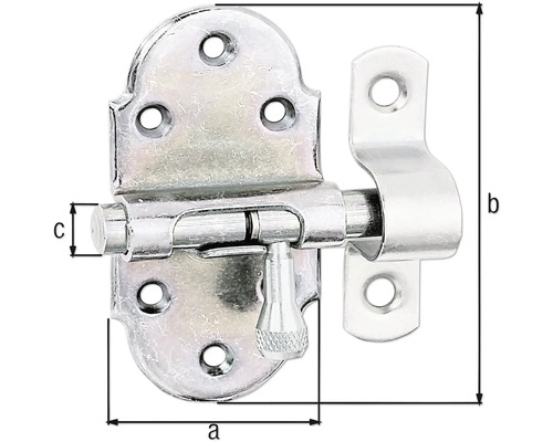 Încuietoare cu zăvor cu dimensiunile a, b și c