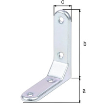Conector unghiular metalic cu găuri și dimensiuni