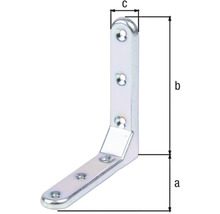 Conector de colț din metal cu dimensiunile a, b și c