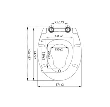 Desen tehnic al unui capac de toaletă cu dimensiuni