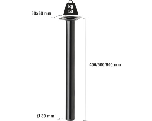 Picior de masă cu o capacitate portantă de 50 de kilograme și dimensiuni de 400/500/600 mm