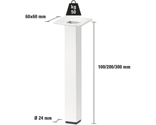 Detalii picior de mobilier unic cu dimensiuni și greutate specificată