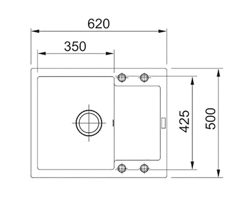 Desen tehnic al unei chiuvete cu indicații dimensionale