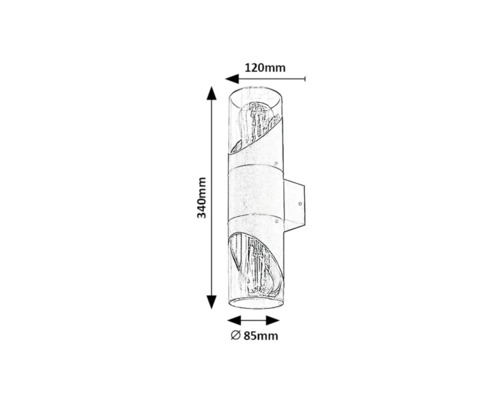 Schiță a unei lămpi de perete cu dimensiuni