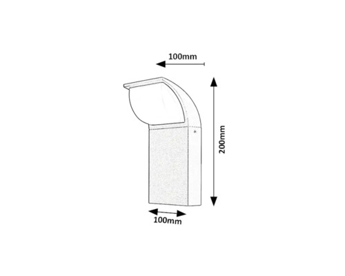 Dimensiunile unei lămpi de grădină: 100 mm x 100 mm x 200 mm