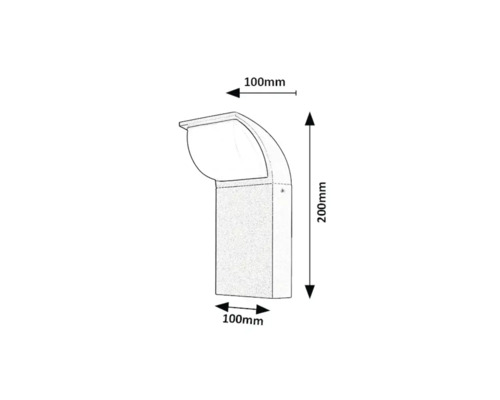 Imagine cu un corp de iluminat de grădină cu dimensiunile de 100 pe 100 pe 200 milimetri.