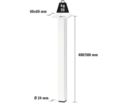 Picior de masă cu o capacitate portantă de 50 de kilograme și dimensiunile de 60 x 60 milimetri