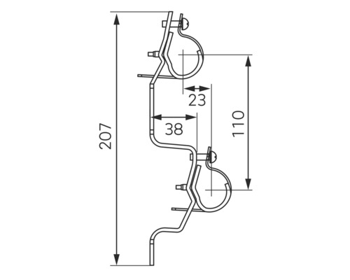 Desen tehnic al unei cleme de țeavă cu dimensiuni