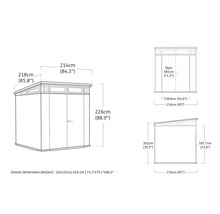 Ilustrație cu dimensiunile unei magazii de grădină