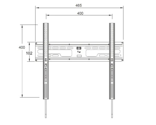 Desen tehnic al unui suport TV de perete cu dimensiuni