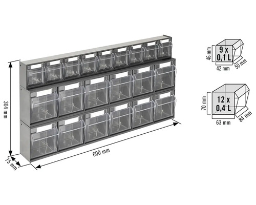 Sistem de depozitare cu cutii transparente pentru depozitarea pieselor mici