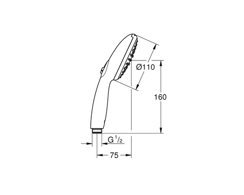 Desen tehnic al unui cap de duș cu dimensiuni